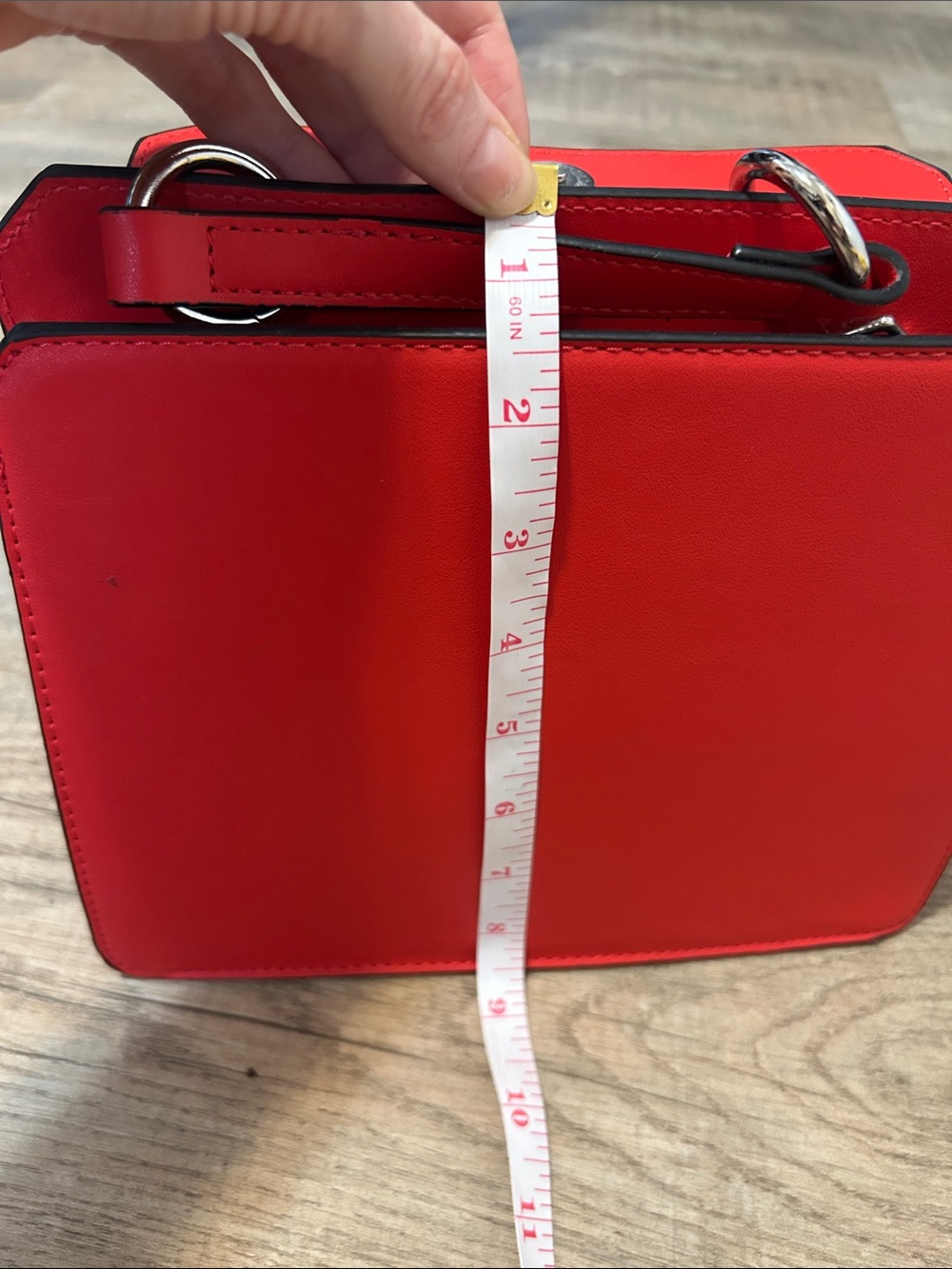 Steve Madden Red Jeweled Logo Structured Satchel with 2 straps - Picture 5 of 11